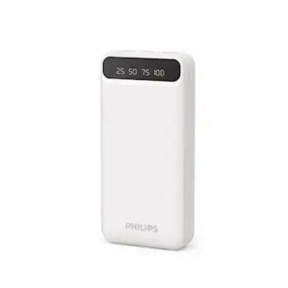 Philips Power Bank 10000mAh, LED Type C + Micro Input , 2 USB A 10W [White], PHI-DLP8710NW