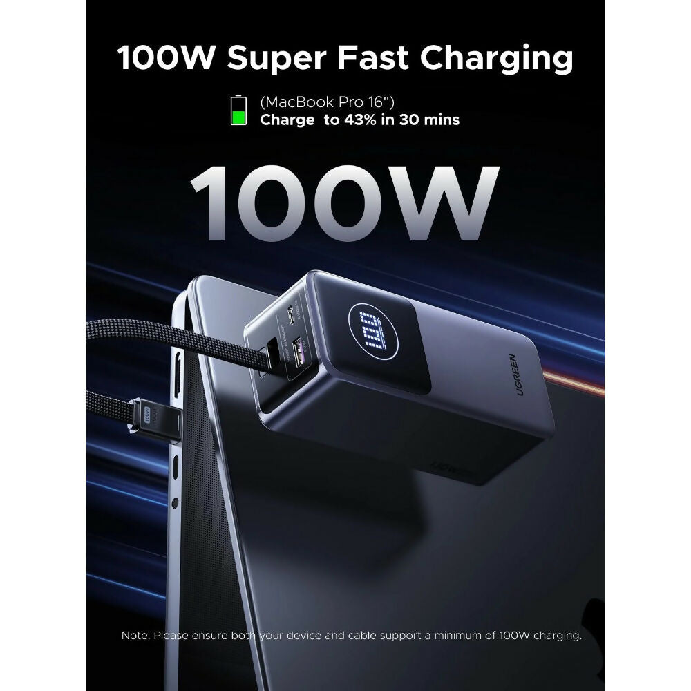 UGREEN Nexode Power Bank 130W 3 Ports 20000 mAh, Built-in USB-C Cable for Laptops, MacBooks, phones, iPads - PB723 55365B