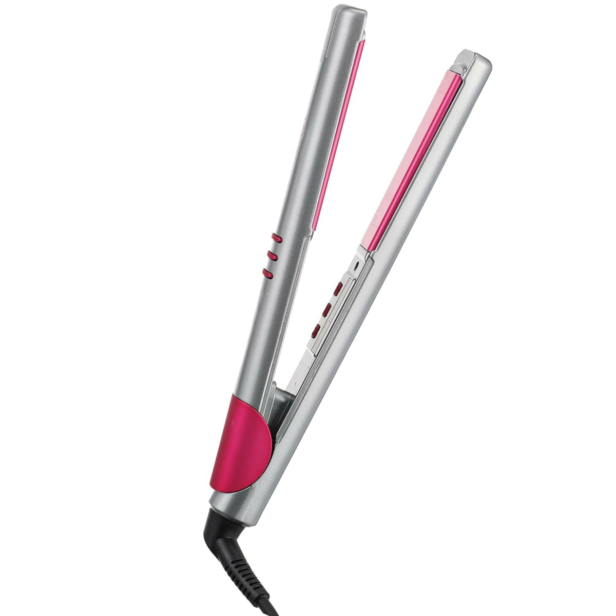 VGR V-580 Professional Ceramic Hair Straightener, 5 Temp Settings 130°C-210°C, Uniform Heat Tech, LED Display, 360° Swivel Cord, Lockable Plates, Salon Like Smooth & Shiny Hair, Grey/Pink