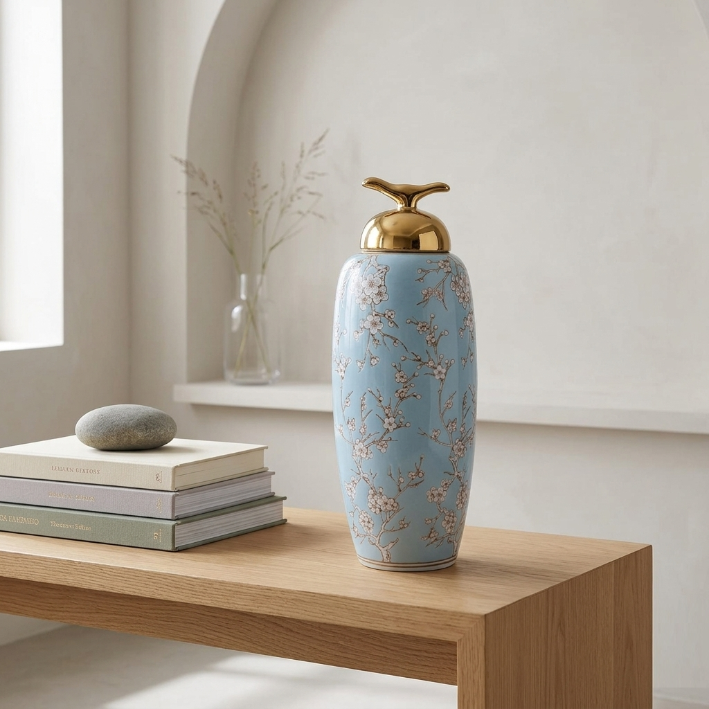Karaca Home Deep Vase 48 cm - Blue Floral, 300.01.01.2491