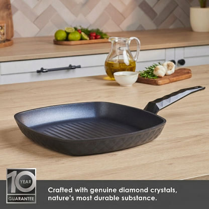 Karaca BioDiamond Antibacterial Handle Induction Base Grill Pan 28 cm, 153.03.08.0421