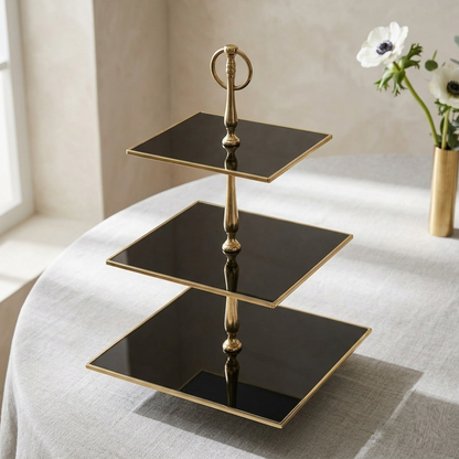 Karaca Home Line Glass Decorative 3-Tier Cake Stand 25 cm, 300.21.02.0759