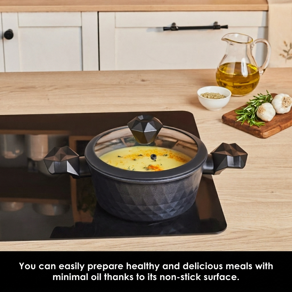 Karaca BioDiamond Antibacterial Handle Induction Base Pot 20 cm, 153.03.08.0422