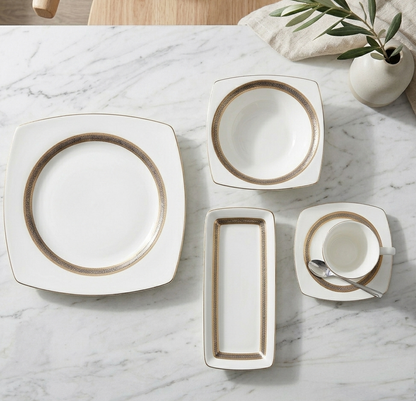 Karaca Fine Pearl Majesty 26-Piece Breakfast Set - 6-Person | Square Design Elegance, 153.03.07.5699