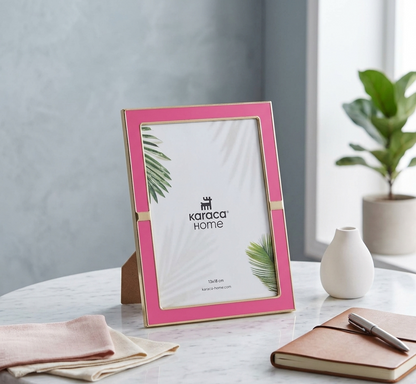 Karaca Home Jovanna Pink Photo Frame with Gold Detail - 13 x 18 cm, 300.22.02.0096