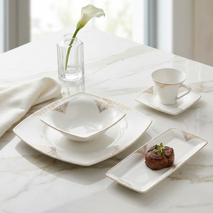 Karaca Fine Pearl Alchemist 26-Piece Square Breakfast Set - 6-Person | Pearl Luxury Edition, 153.03.07.5695