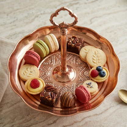 Karaca Anatolia Copper Single Layer Serving Bowl - Elegant Handled Presentation Bowl, 300.21.02.0220