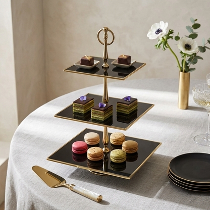 Karaca Home Line Glass Decorative 3-Tier Cake Stand 25 cm, 300.21.02.0759