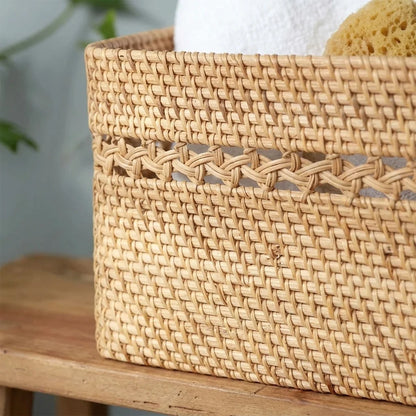 Karaca Home Wave Bohemian Rattan Rectangular Laundry Basket 39 cm, 300.21.02.0113