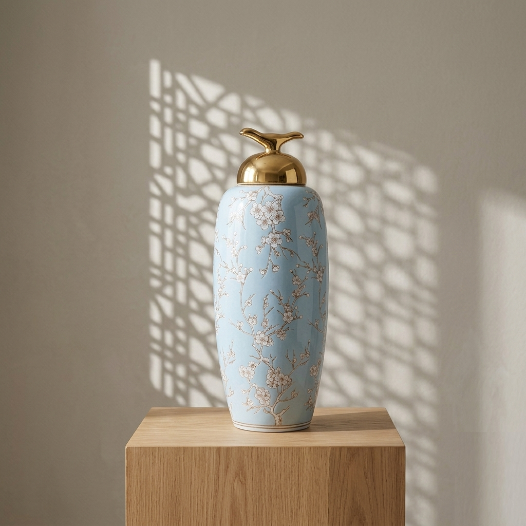 Karaca Home Deep Vase 48 cm - Blue Floral, 300.01.01.2491