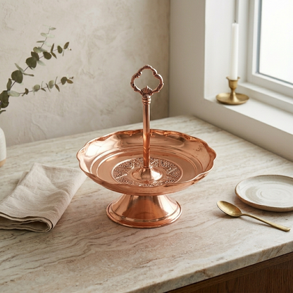 Karaca Anatolia Copper Single Layer Serving Bowl - Elegant Handled Presentation Bowl, 300.21.02.0220