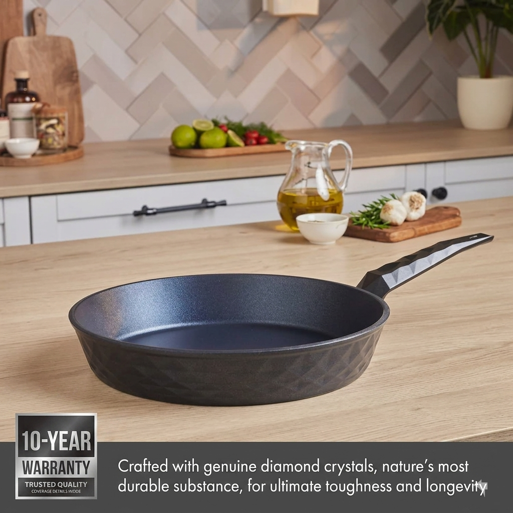 Karaca BioDiamond Antibacterial Handle Induction Base Frying Pan 26 cm, 153.03.08.0419