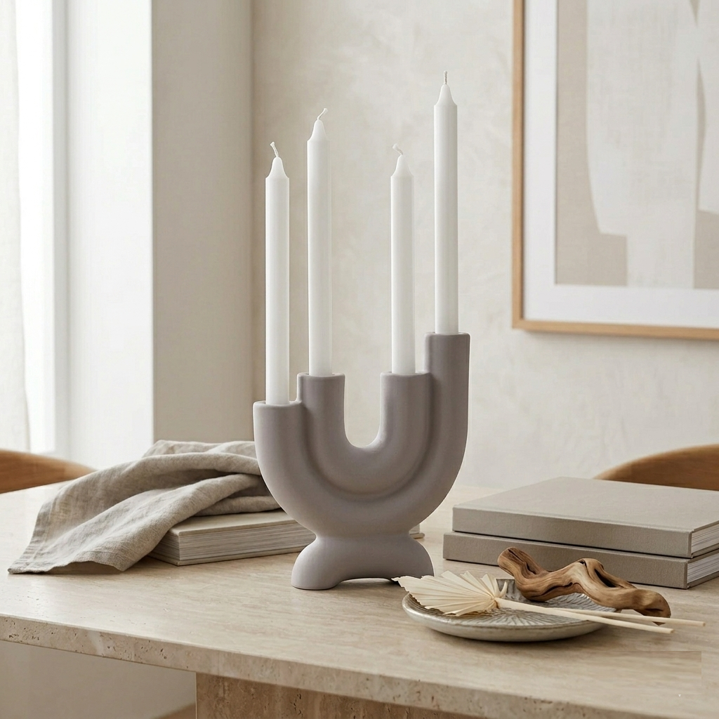 Karaca Home Martina 4-Piece Decorative Candlestick Set - Lilac, 300.23.01.0520