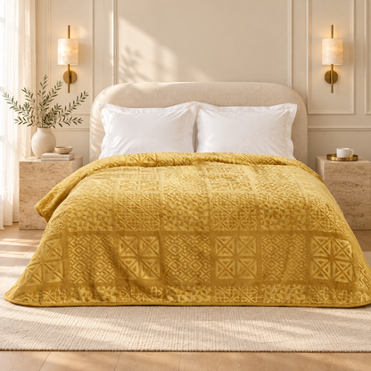 Karaca Home Blair Single Embossed Blanket 160 x 220 cm – Mustard, 200.22.05.0165