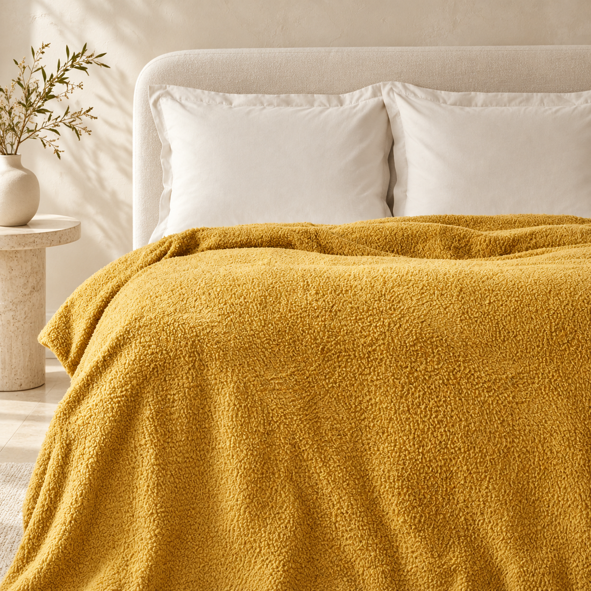 Karaca Home Faye Double Sherpa Blanket 200 × 220 cm – Mustard, 200.18.01.0798