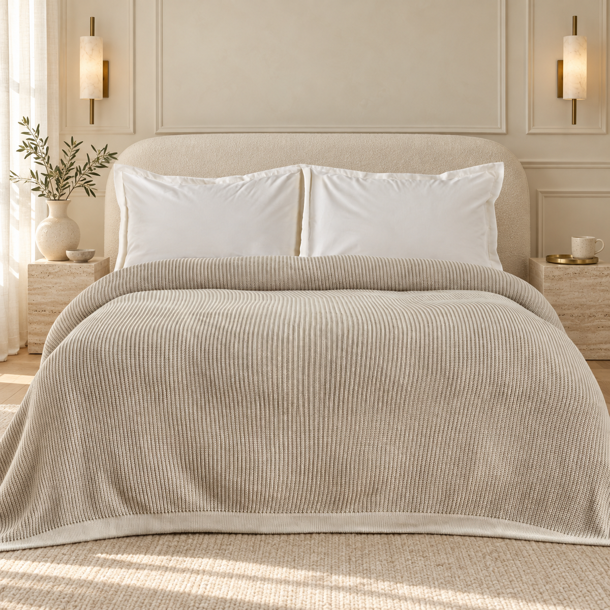 Karaca Home Cool Touch Double Knitted Blanket 200 × 220 cm – Grey, 200.22.14.0756