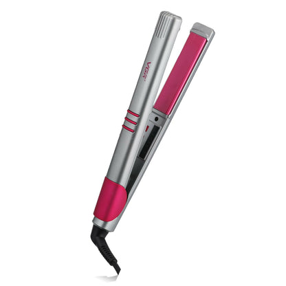 VGR V-580 Professional Ceramic Hair Straightener, 5 Temp Settings 130°C-210°C, Uniform Heat Tech, LED Display, 360° Swivel Cord, Lockable Plates, Salon Like Smooth & Shiny Hair, Grey/Pink