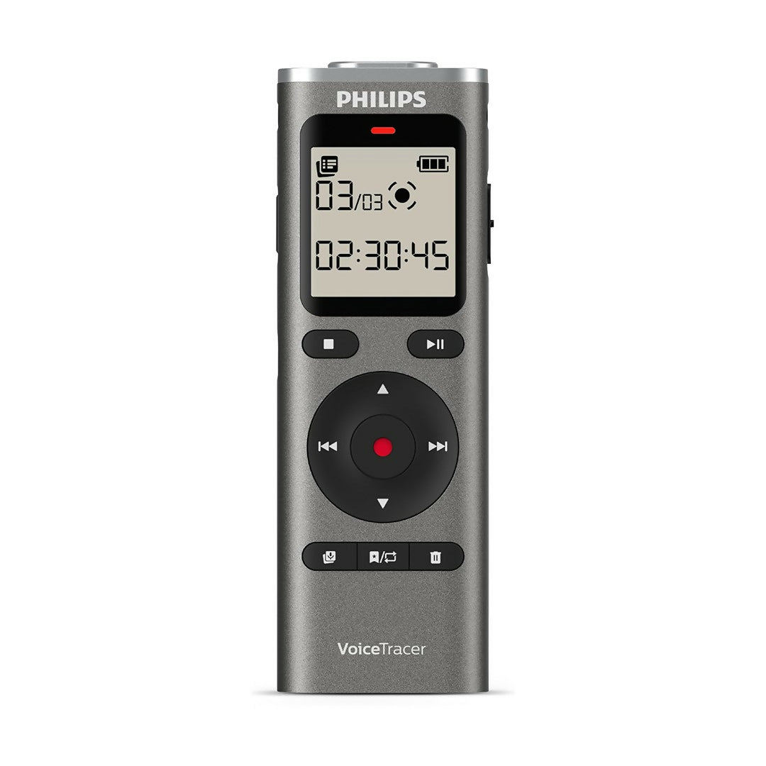 Philips DVT1170 VoiceTracer, Audio Recorder, 8GB, Micro SD Card Slot, 360° Microphone for Excellent Sound