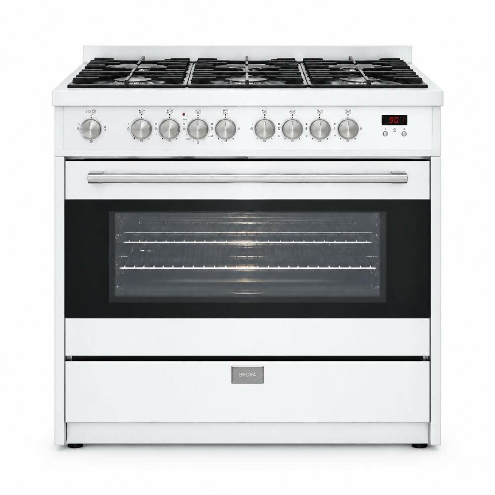 Flora Free Standing Cooker, 90x60cm, 4 Gas Burners, Wok Burner [White], FLR-CTGDB90W