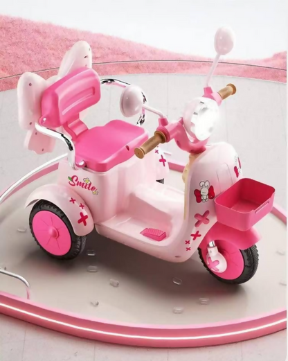 Rechargeable Kids 3-Wheel Electric Ride-On Motorcycle – Ribbon Racer (Ages 2–6)