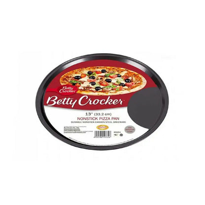 Betty Crocker Non-Stick Pizza Pan, Durable Materials, Easy To Clean (33.2cm - Thickness 0.4MM) [Grey], BC1011