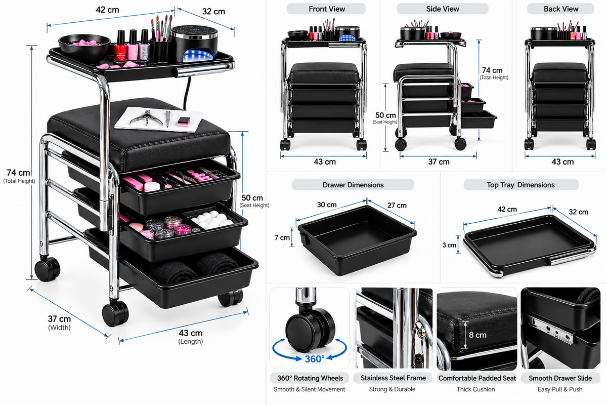 Salon And Spa Pedicure And Manicure Tools Trolley For Beauty Salons, 602160057935