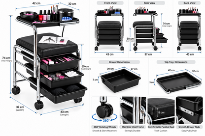 Salon And Spa Pedicure And Manicure Tools Trolley For Beauty Salons, 602160057935