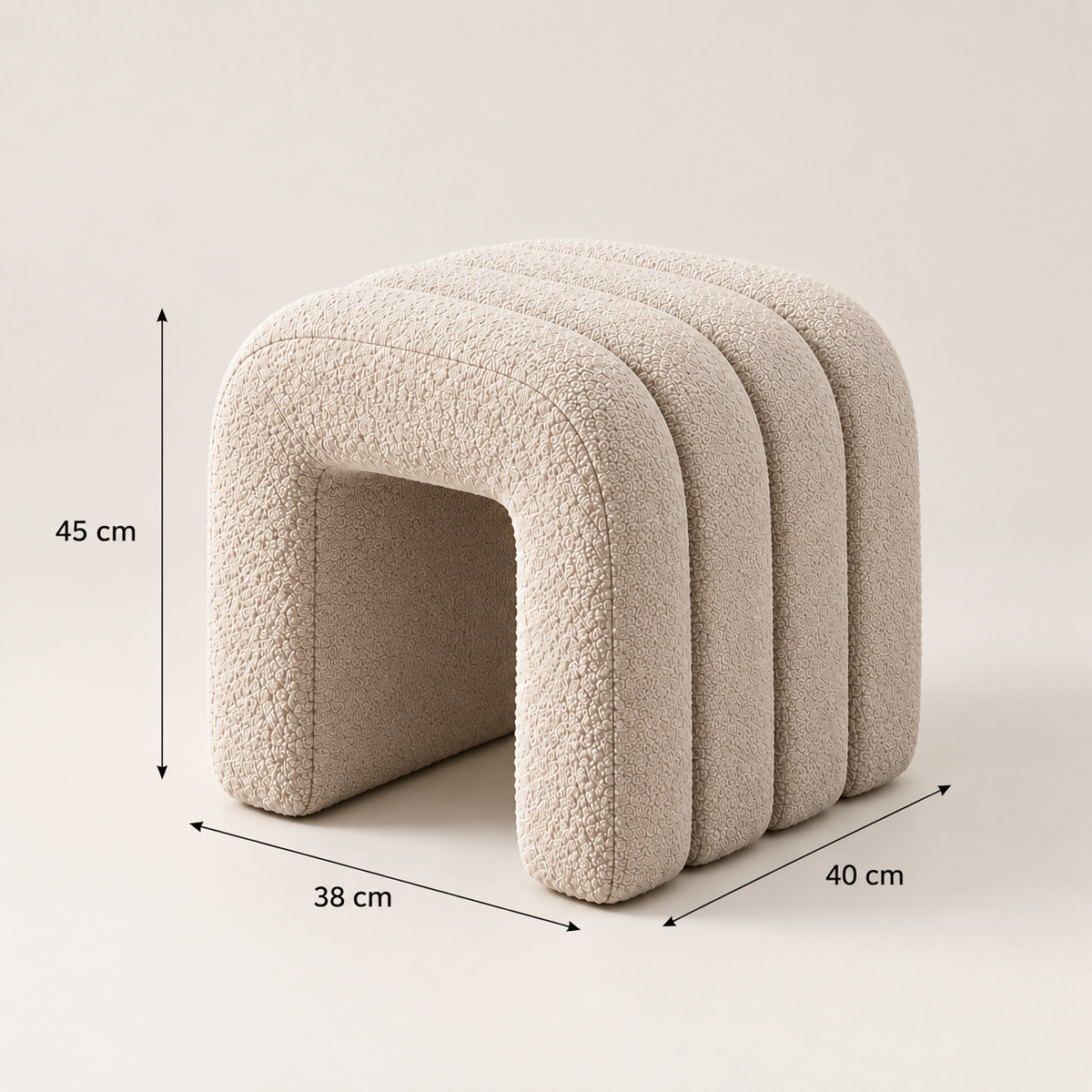 Beige Sculptural Bouclé Bench | BNCH383845B