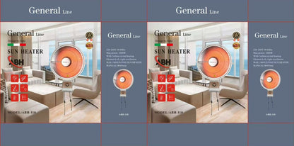General Line, wall mount Sun Heater, 1000W, with carbon crystal beating element left, right oscillation