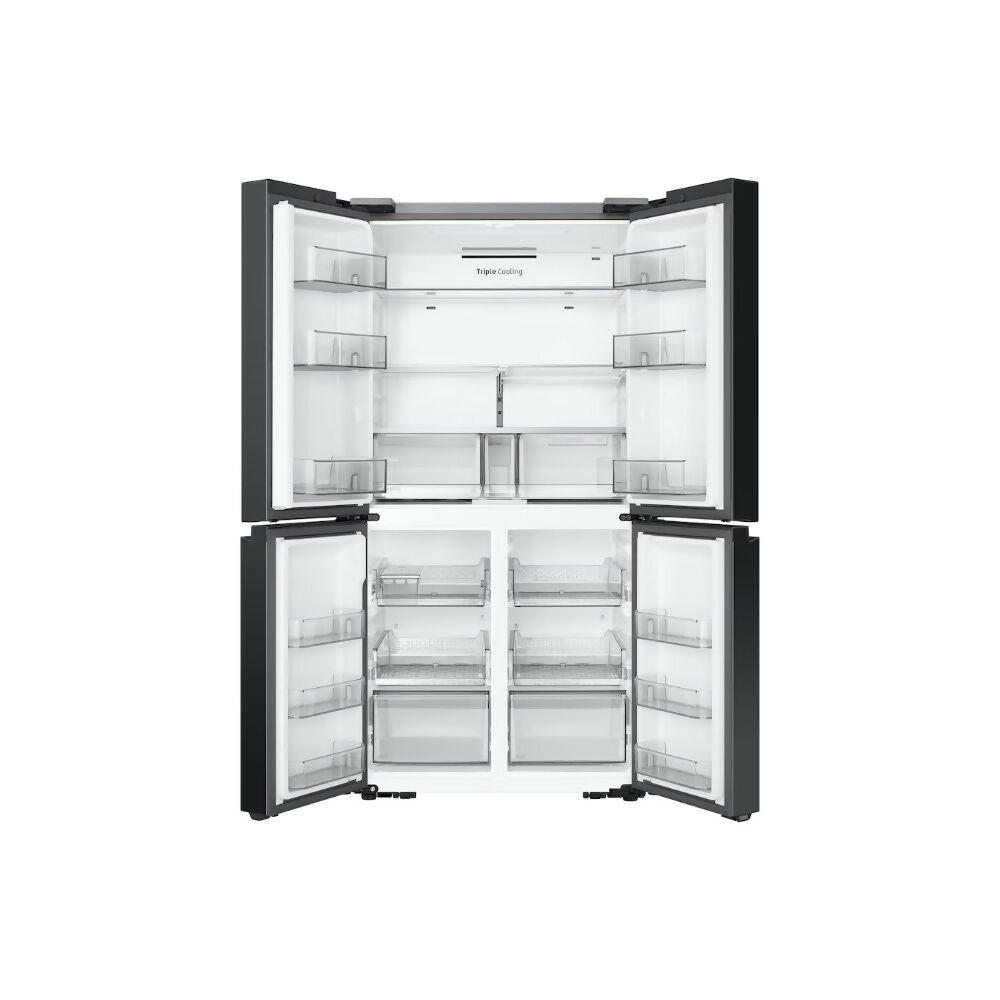 Samsung Bespoke T Style Black Glass French Door Refrigerator, 602L Net Capacity, RF65DB90B022LV