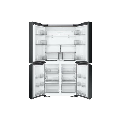 Samsung Bespoke T Style Black Glass French Door Refrigerator, 602L Net Capacity, RF65DB90B022LV