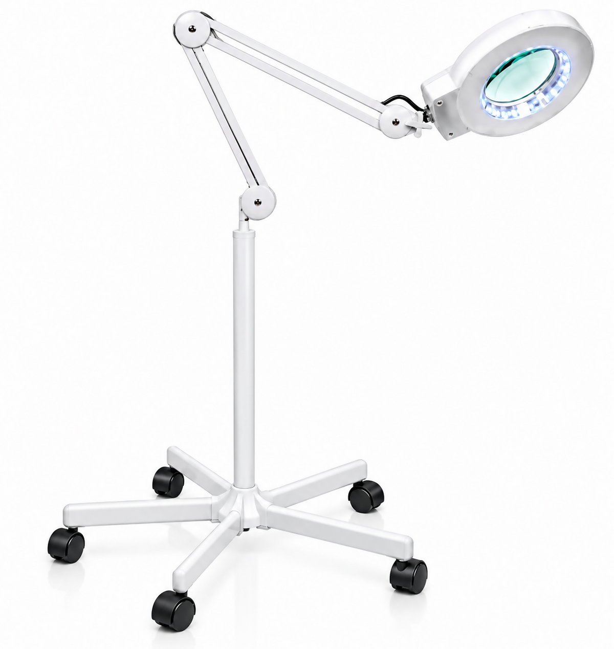 Professional Magnifying Lamp 5X LED Diopter Rolling Floor Stand Clinic-Salon & Spa