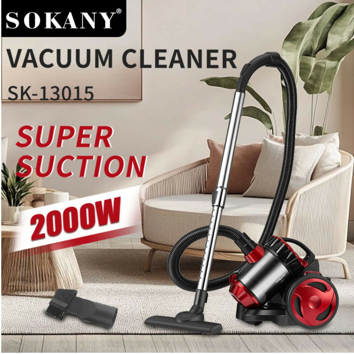 SOKANY 2000W High-Power Vacuum Cleaner with 1.5L