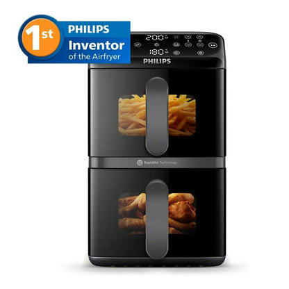 Philips Air Fryer Stacked Dual Basket, 2750W, 10L (2x5L), 13 Cooking Function, Black PO-6820