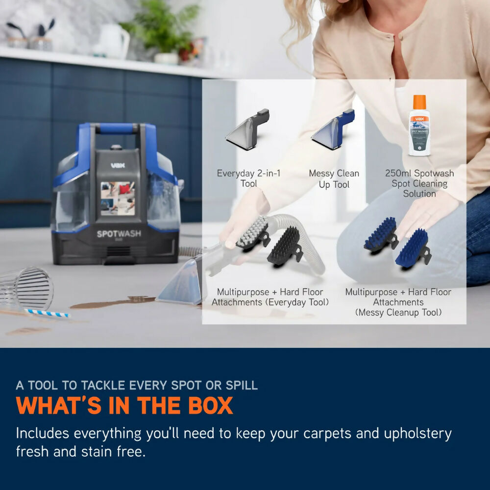 Vax Spotwash Duo Versatile And Effective Spot Cleaner, Stains And Spot Cleaning Tasks, Multi-Surface Cleaning, Antimicrobial Tools; Self-Clean Function, Clean Water Tank: 1.6L, Dirty Water Tank: 1L, VAX-CDCWCSXA