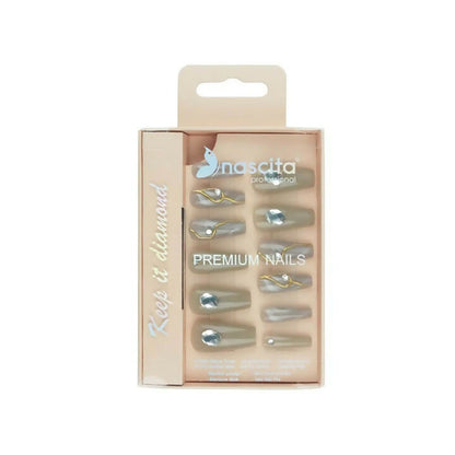 Nascita Premium Diamond Artificial Nails Set 295 Pack of 12