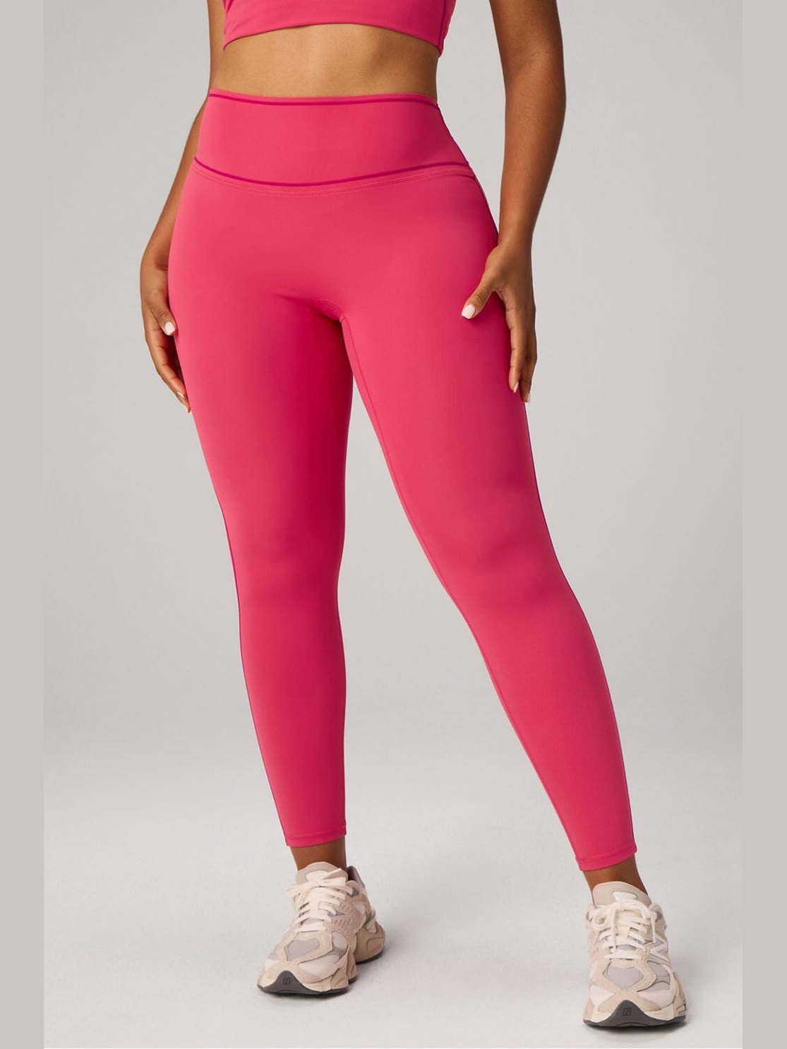Fabletics PureLuxe no-seam pink leggings with high waist and hidden back scrunch