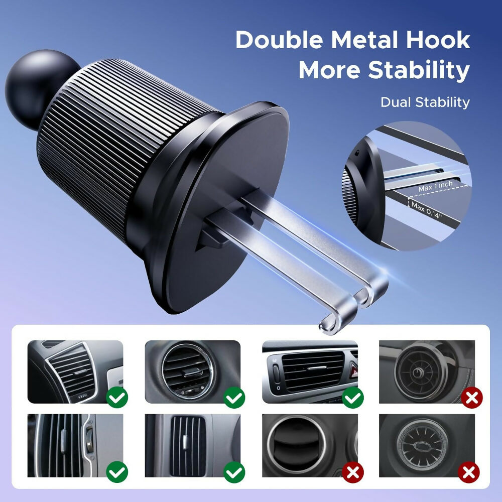 UGREEN MagSafe Car Phone Mount 2.5KG Strong Hold, 360° Adjustable Air Vent Mount, Double Metal Hook Stable Design - LP923 65185
