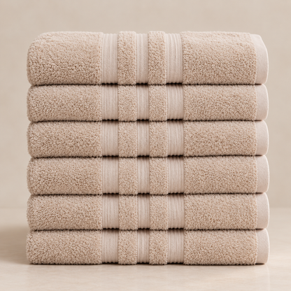 Karaca Home Road 100% Cotton 6-Piece Face Towel Set 50 × 90 cm – Beige, 200.21.01.0738
