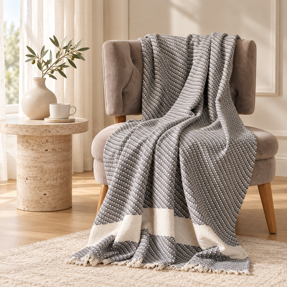 Karaca Home Wilma Throw Blanket 130 × 170 cm – Navy Blue, 200.21.01.0690