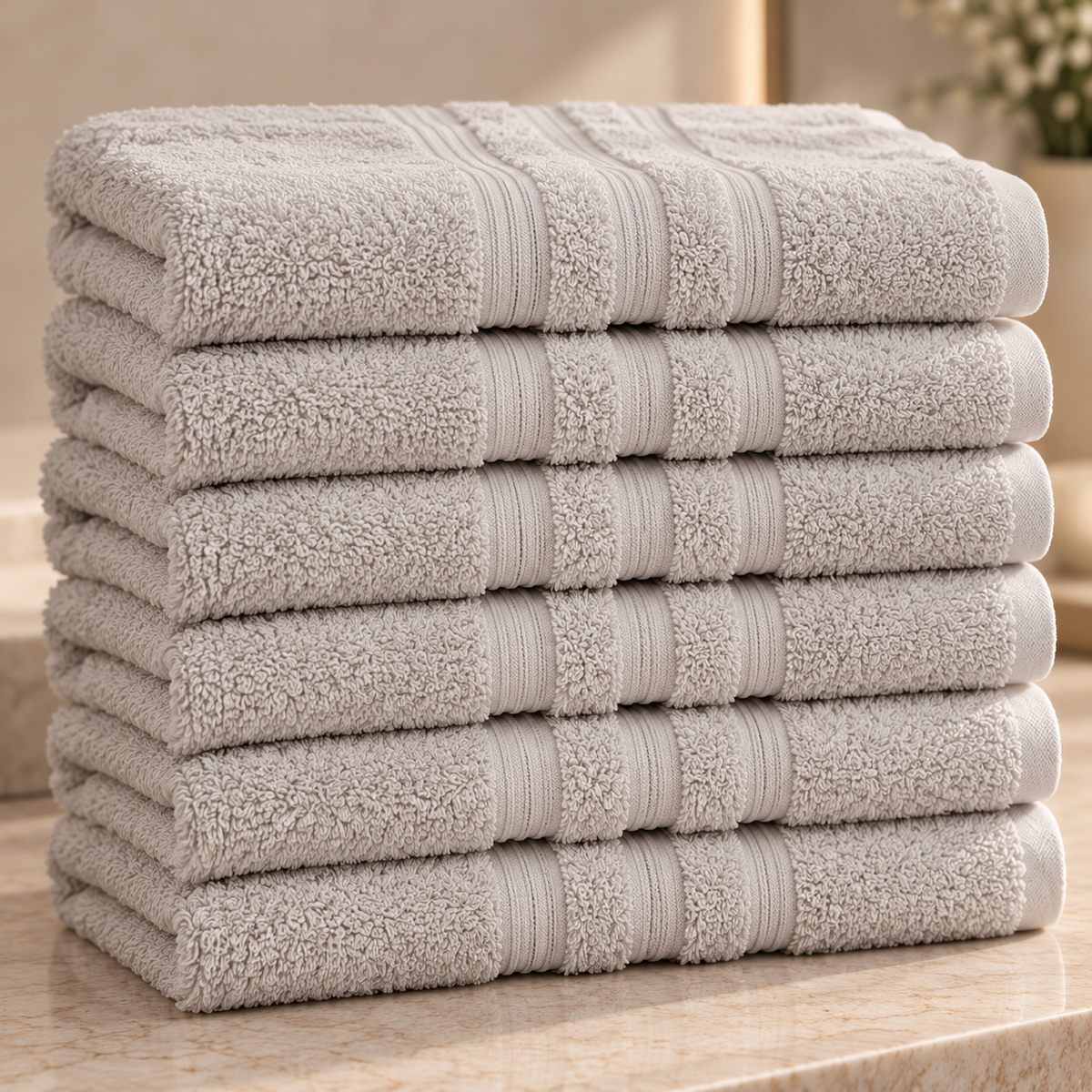 Karaca Home Road 100% Cotton 6-Piece Face Towel Set 50 × 90 cm – Grey, 200.21.01.0739