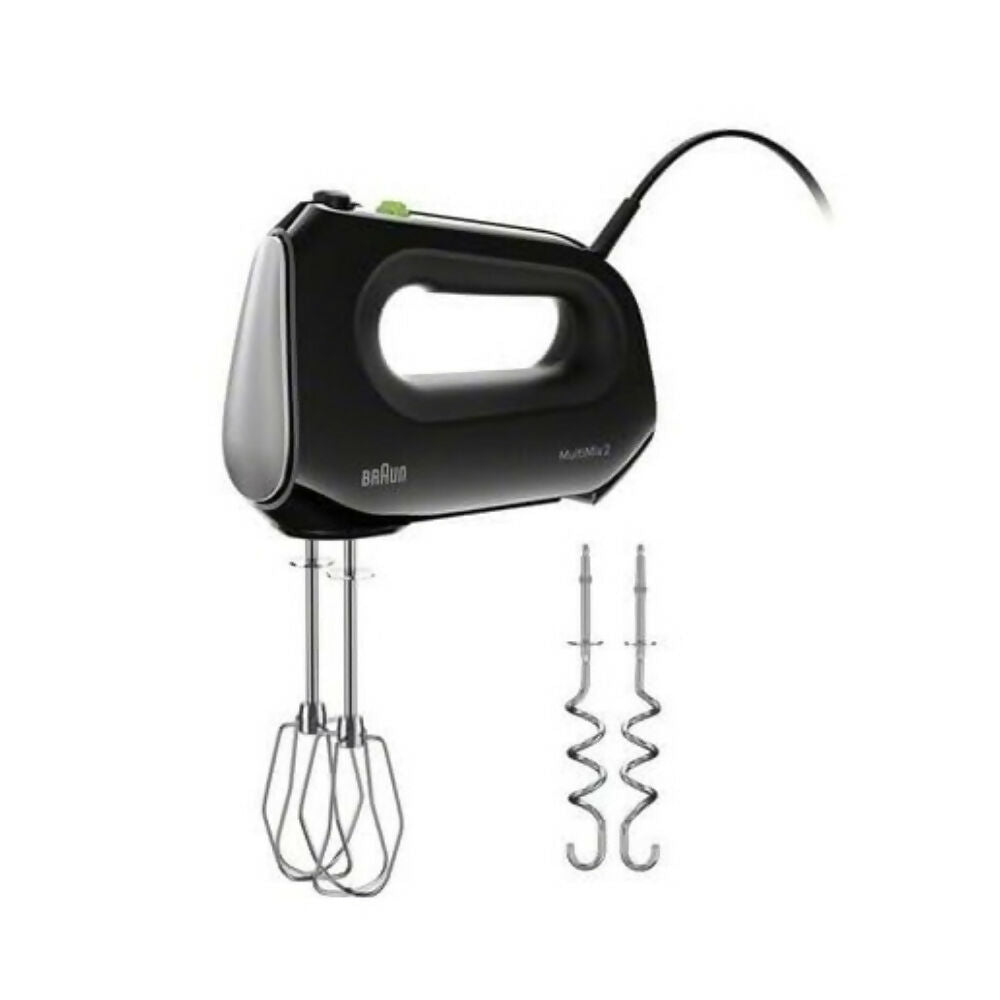 Braun Multimix 2 Hand Mixer [Beaters - Dough Hooks - Acccessory Bag] - Black, HM2110BK