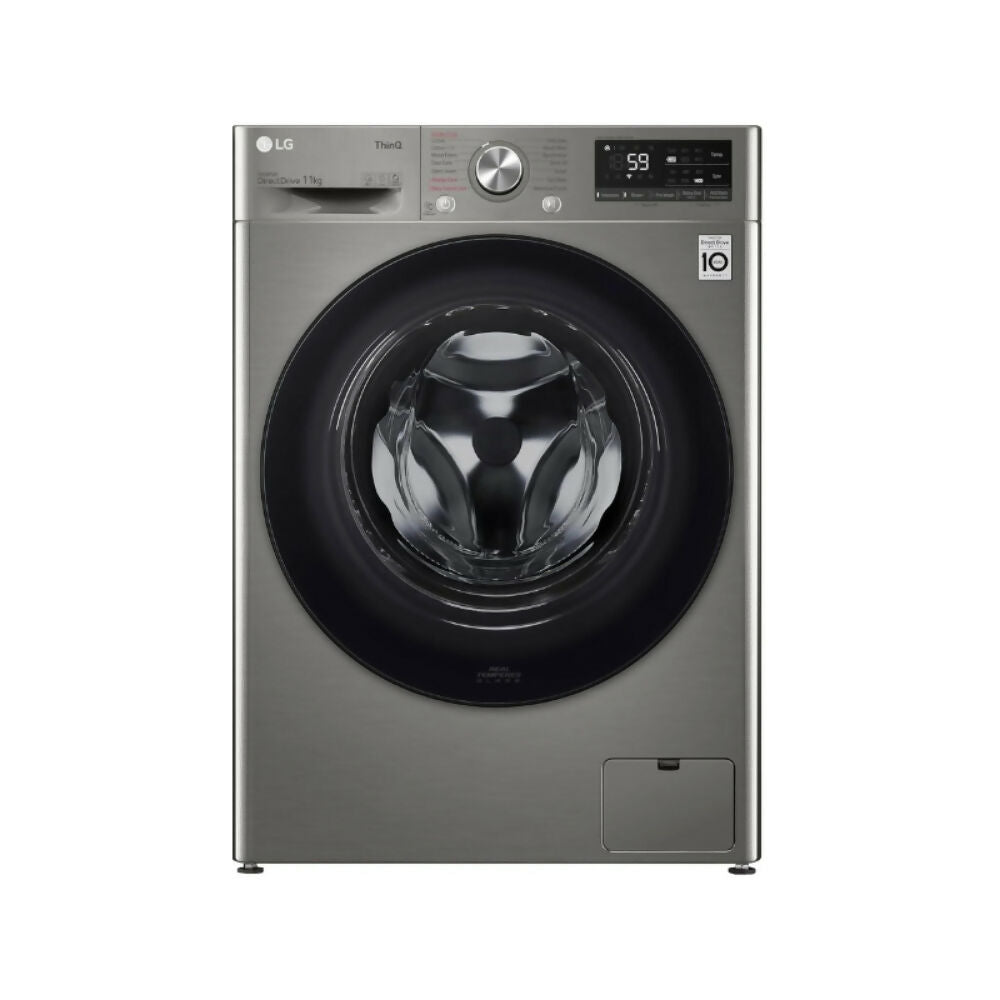 LG Washer 11KG - 1400RPM Vivace - AI DD [Silver - Black Glass Door] , WR5011PSG