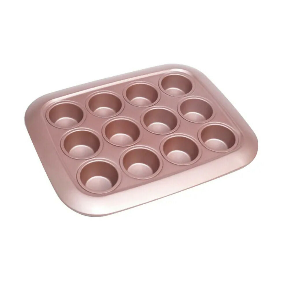Betty Crocker Non-Stick Baking Mini Muffin Pan 12 Cups 29cm, Durable Materials, Easy To Clean [Rose], BC1065
