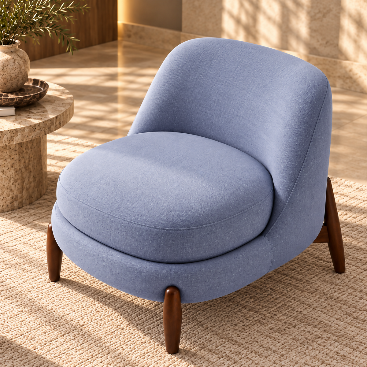 Massimo Luxury Upholstered Lounge Chair – Blue | HSA010-B
