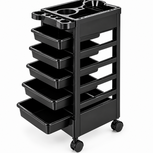 Black Salon -Barber Hairdressing Trolley Storage Trolley