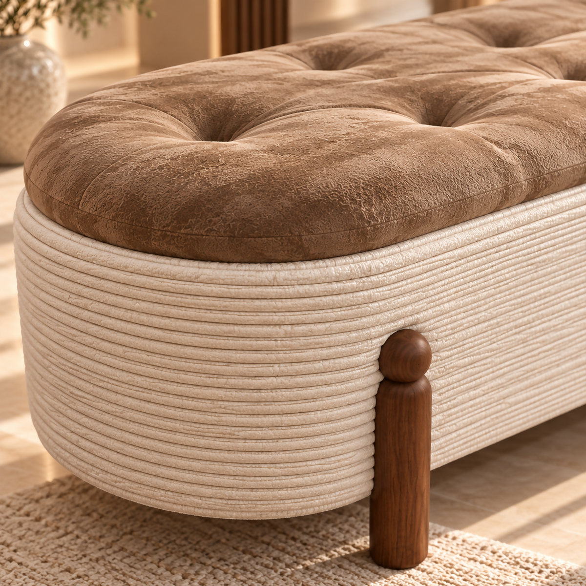 Sienna Ribbed Upholstered Bench | 21999336