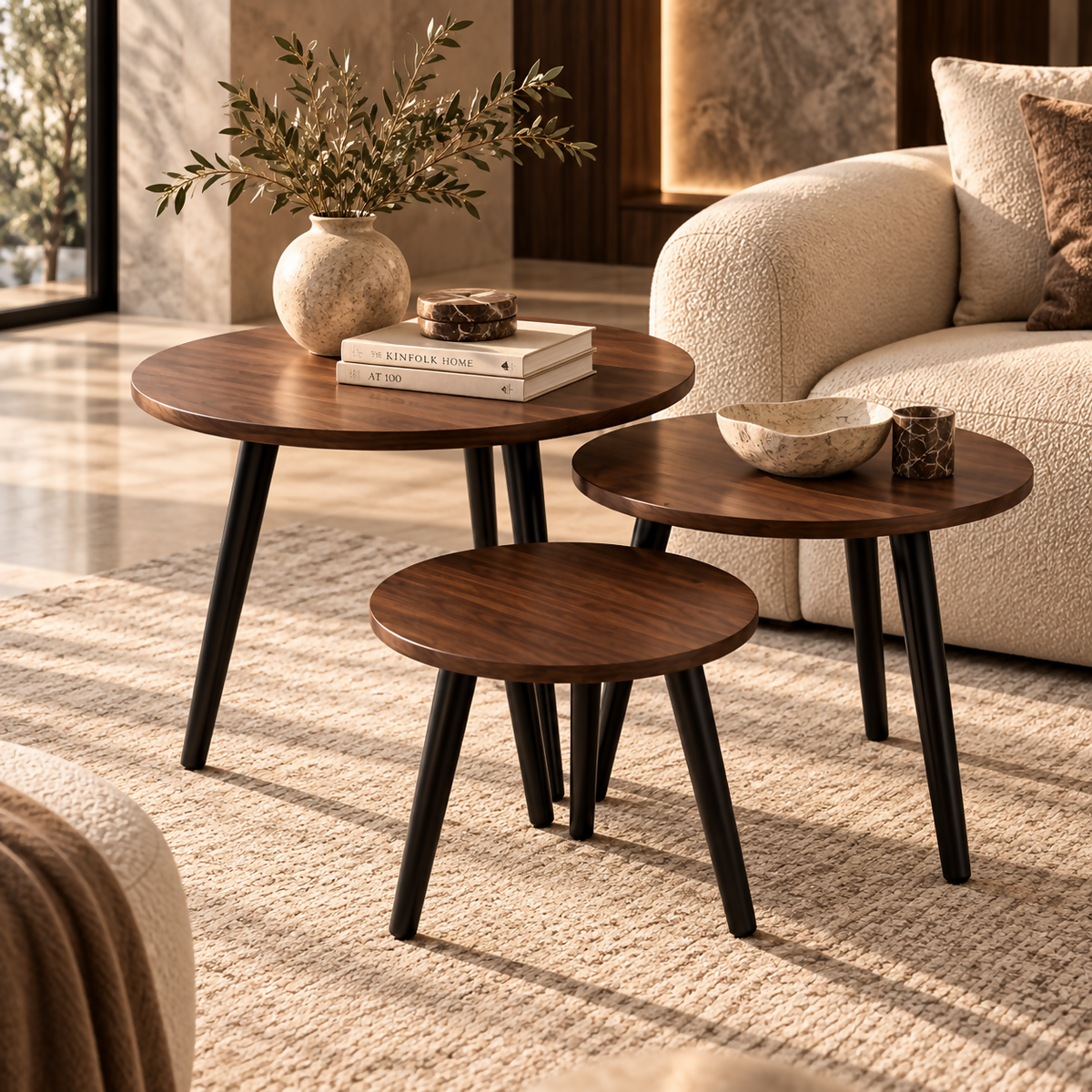Milano Walnut Side Table Set – 3 Pieces | TT-065