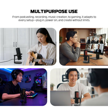 Fantech Leviosa Aura MCX04 USB Condenser Microphone | RGB & ENC Ideal for streamers, YouTubers, gaming, podcasts & recording
