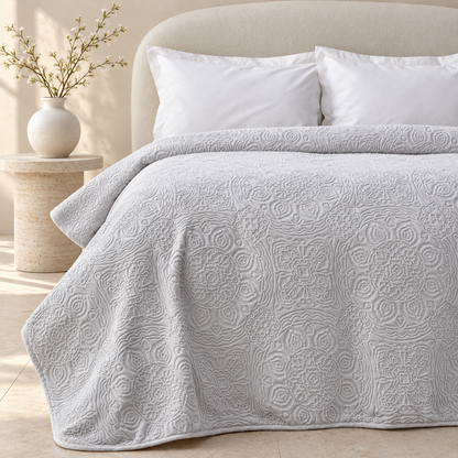 Karaca Home Scala Double Embossed Blanket 200 × 220 cm – Light Grey, 200.18.01.0576